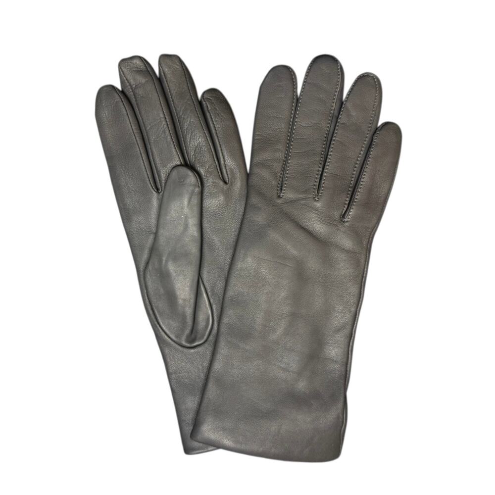 FOWNES BROTHERS Leather Gloves Charcoal Gray Cashmere Lined Medium NWT - Picture 6 of 7